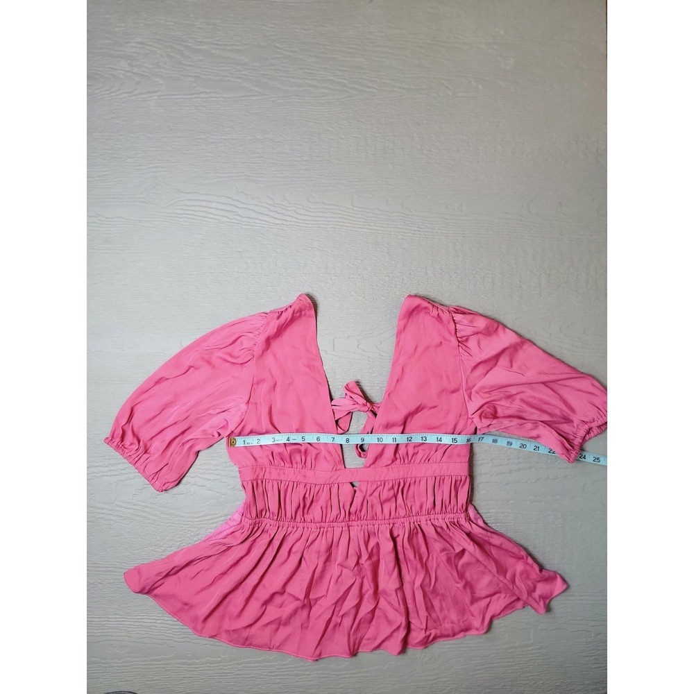 Dolan Left Coast Collection‎ Pink Neck Puff Sleeve Top Medium Anthropologie